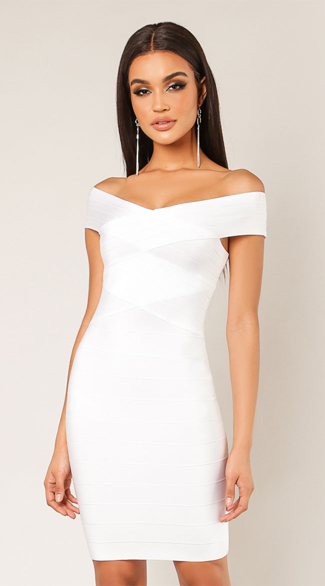 Off Shoulder Flower Bandage Party Dress main image 0