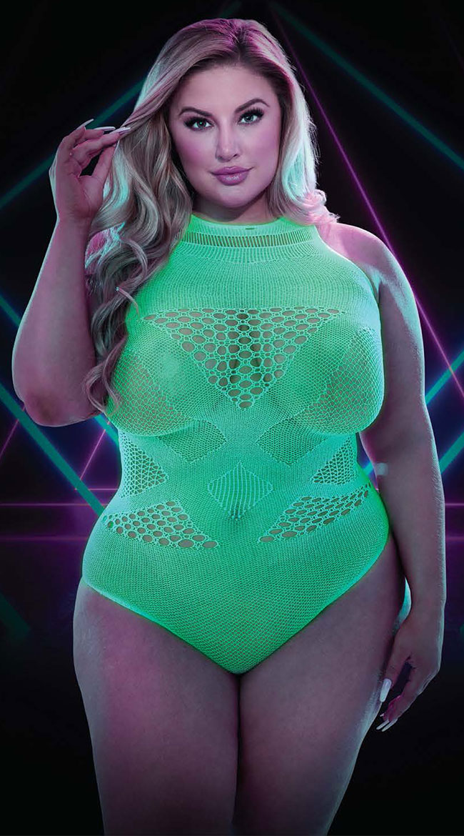 Black & Neon Green Sexy Underwire Bodysuit - Glow In The Dark Store