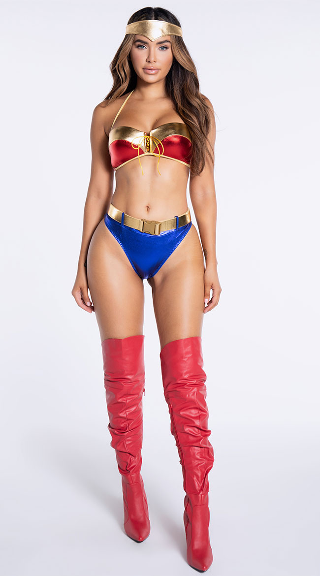US Womens Wonder Halloween Cosplay Costume Lingerie Set Sexy Bra +