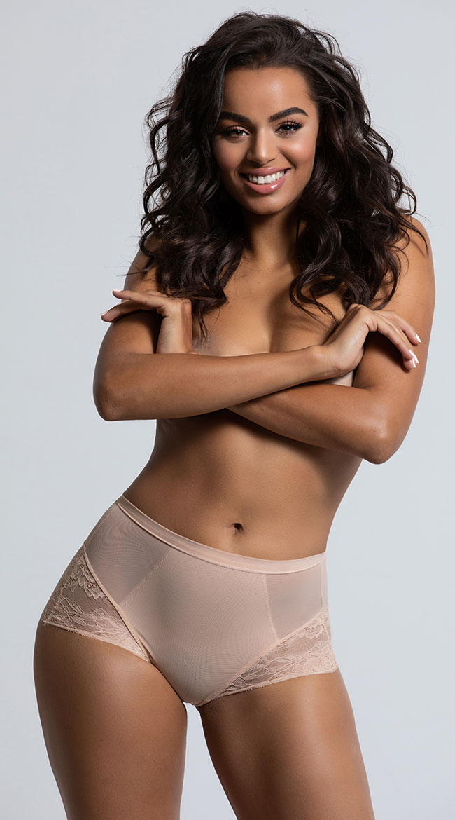 Yandy High Waisted Power Mesh Panty, mesh and lace panty