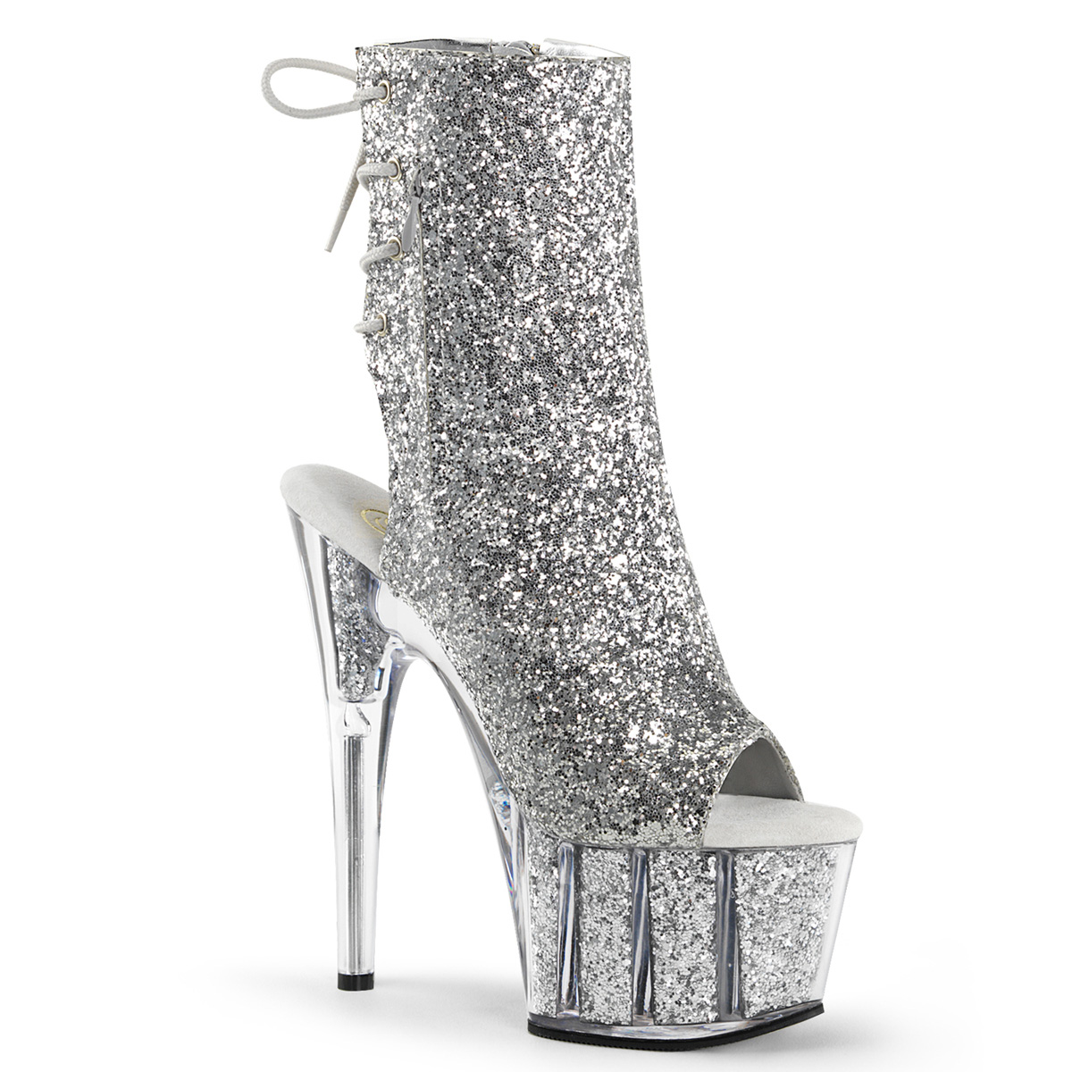 7" Open Toe Glitter Ankle Boot, Glitter Ankle Boot, 7 Inch Ankle Boot