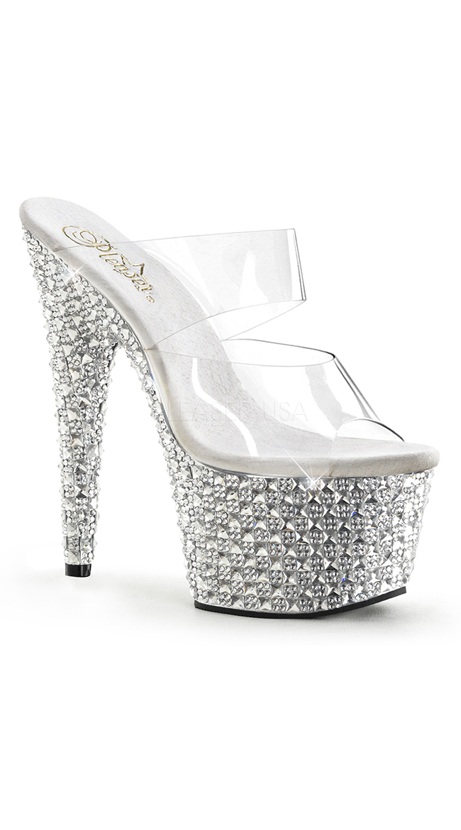 Rhinestone Bling Platform Slide, Glitter Platform Shoes