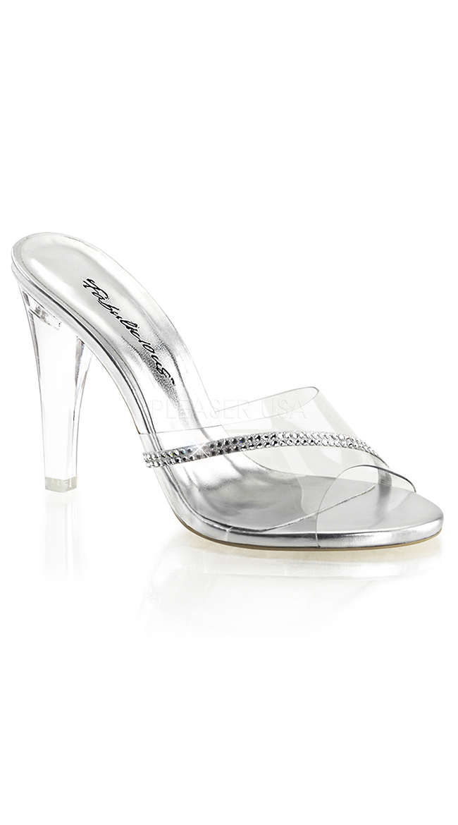 Clear Glass Slipper with Rhinestone Accent, Fashion High Heels, 4 Inch ...