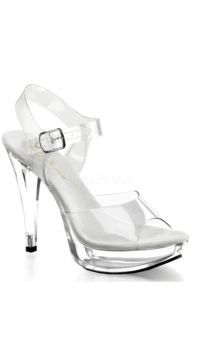 Clear LED Platform Buckle Strap Super High Heels