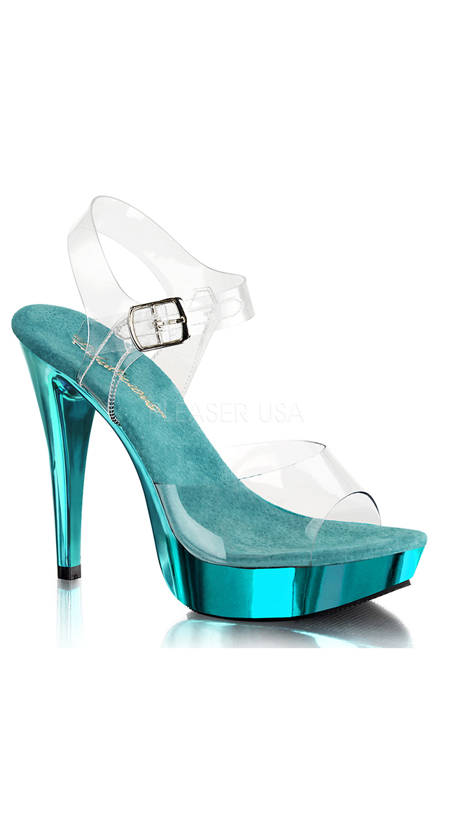 5" Heel with Clear Buckle Upper Strap, Sexy Clear 5" Heel