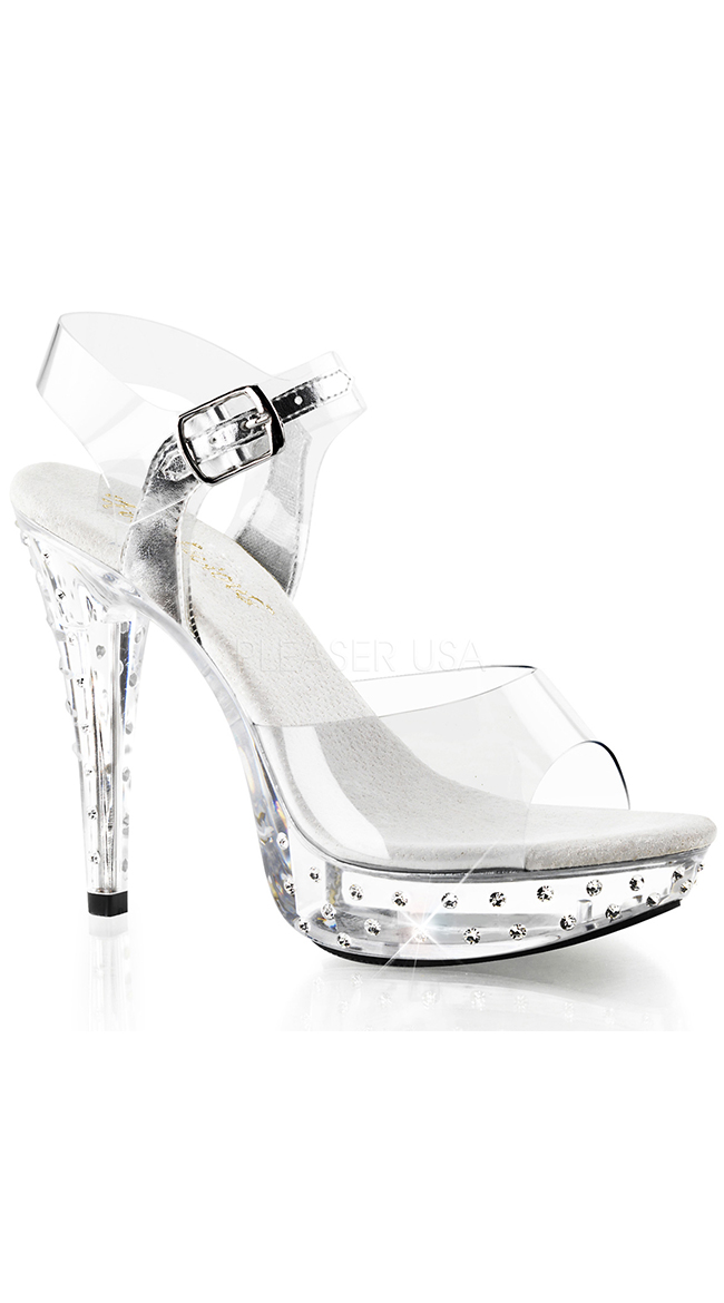 clear heels with embellishment