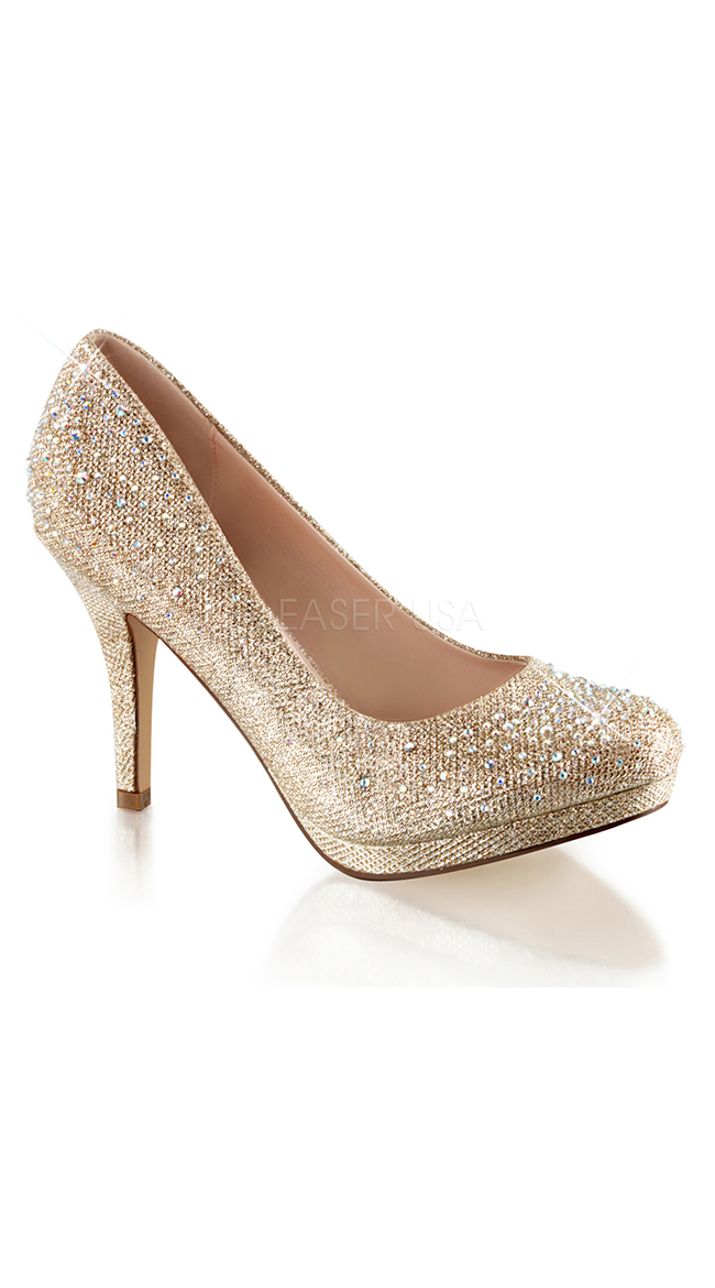 3 1/2" Rhinestone Pumps, Glittery Heels, Rhinestone High Heels