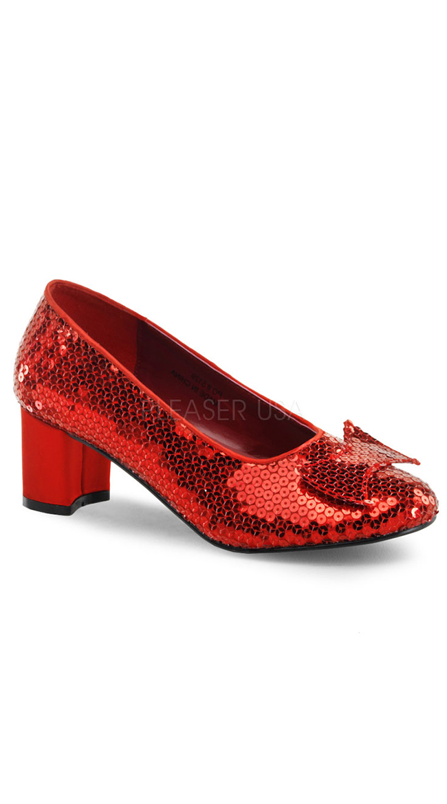 Red Sequin Pump with 2