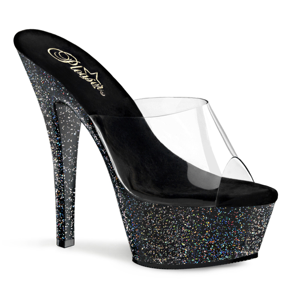 Slide Glitters Platform, Glitter High Heels, Black Glitter High Heels