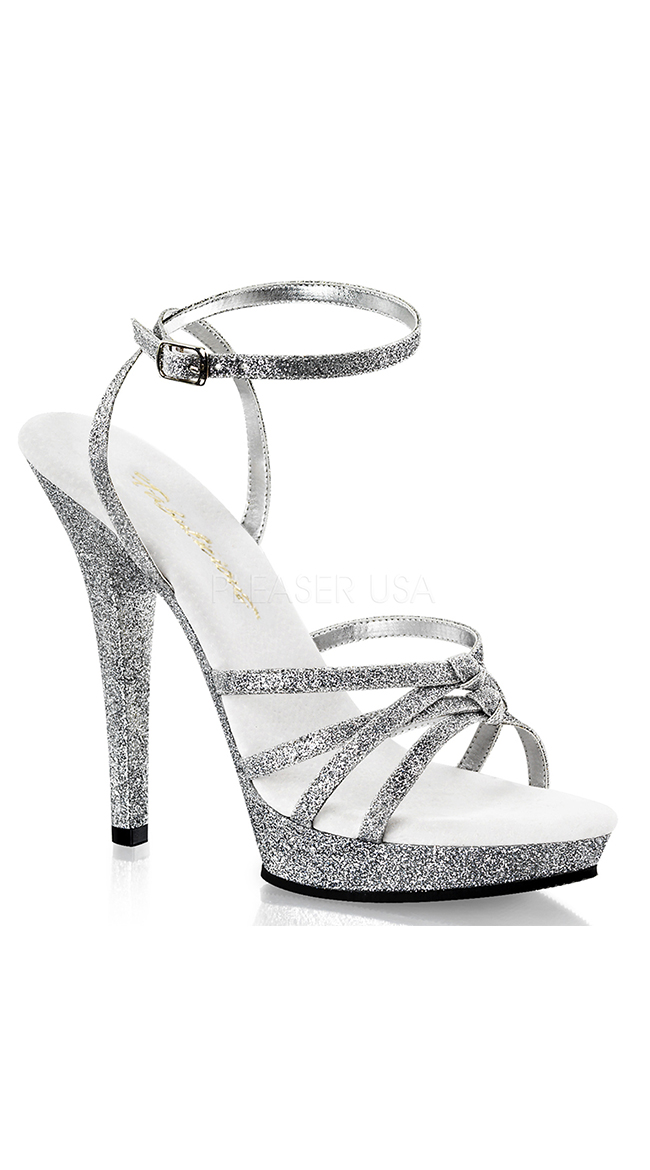 5" Heel Glitter Strappy Wrap Around Sandal, Strappy Wrap Around Sandal