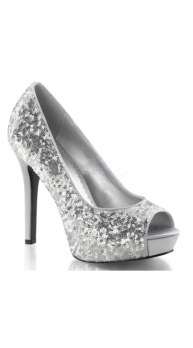 Sequin Peep Toe Pumps Sequin High Heels