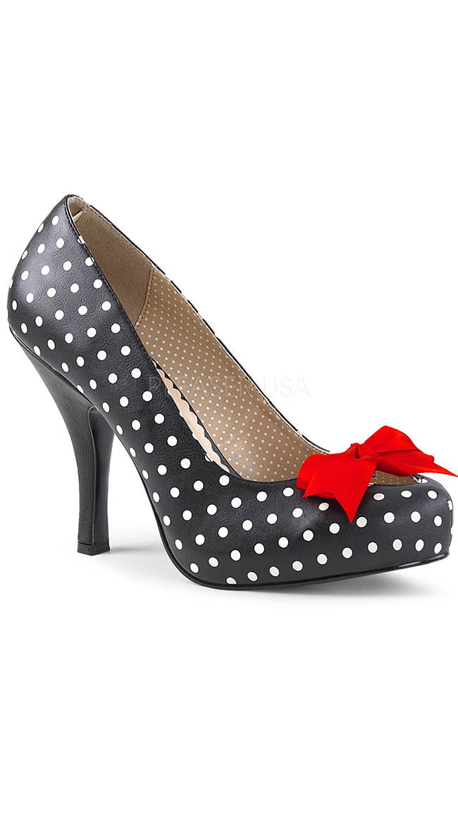 4 1/2" Retro Pumps with Bow, polka dot pumps