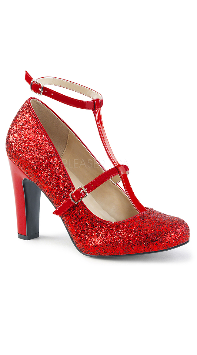 Round Toe Glitter Pump with 4-inch Heel QUEEN-01