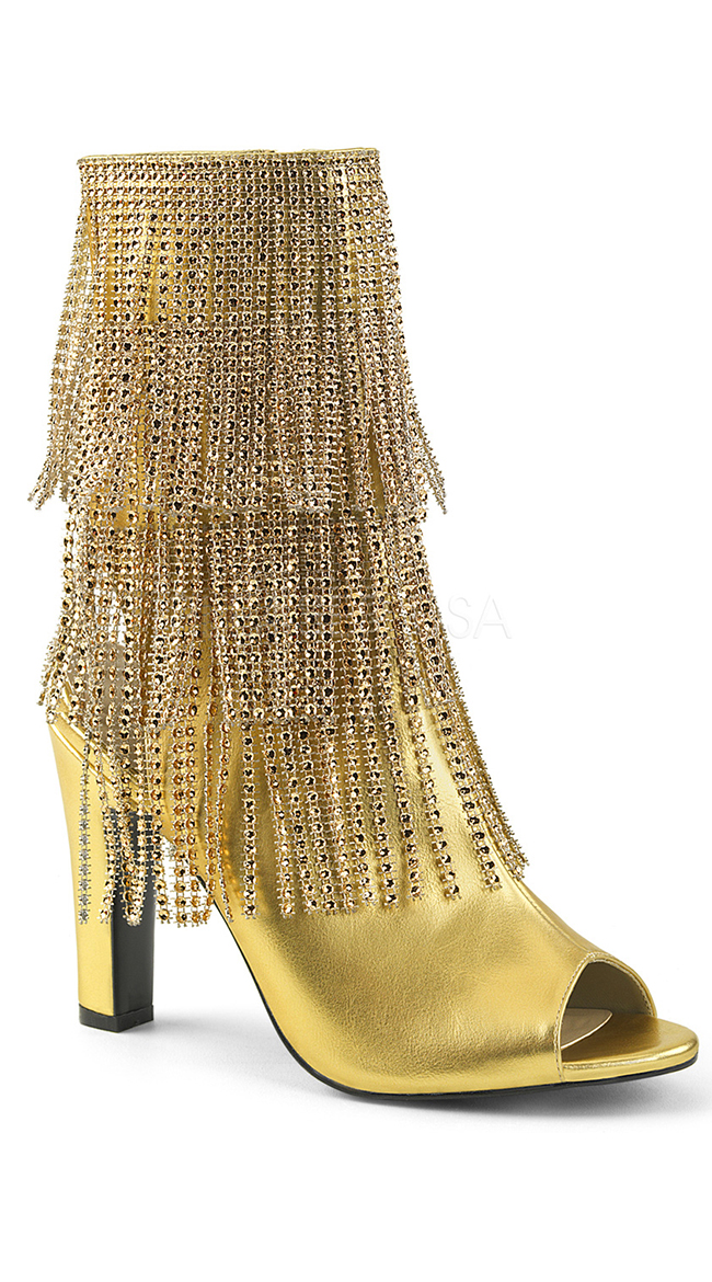 4" Rhinestone Fringe Ankle Boot, fringe boots