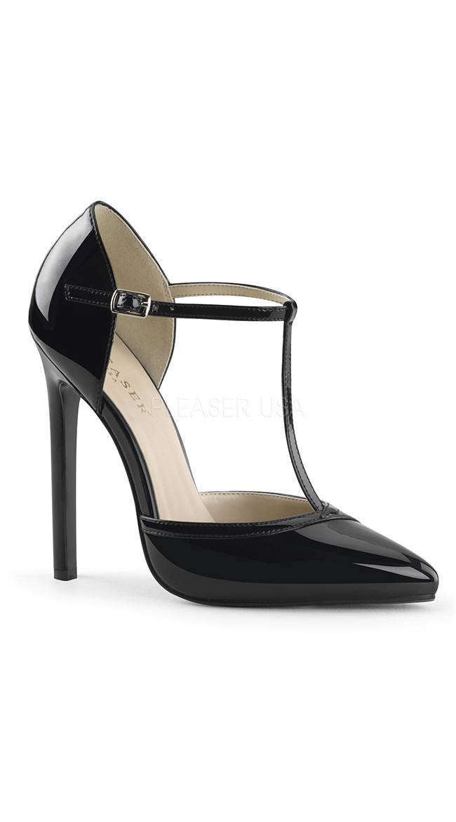 Black T Strap Pumps T Strap High Heels 5420