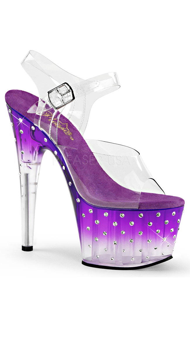 7" Ombre Rhinestone Sandals, clear sandals - Yandy.com