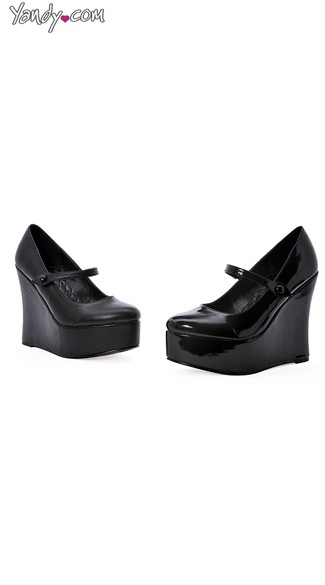 Platform Mary Jane Wedge Heel, Black Wedge Shoes, Ladies Wedge Shoes