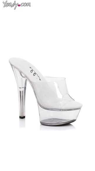 You're So Vain Clear Platform Slide, Clear Platform Shoes, 6 Inch Heel