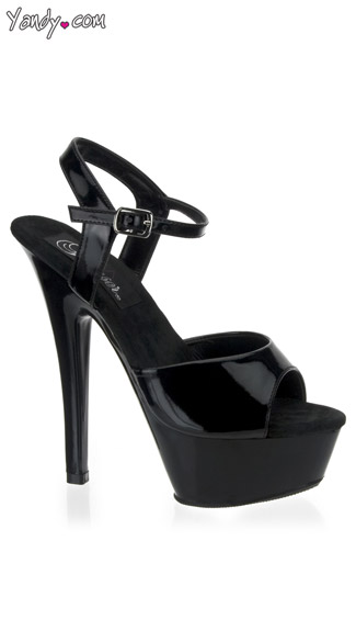 Midnight Vamp Patent Platform Sandal, Black Platform Heels, Cheap Black ...