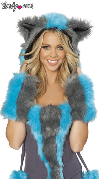 Cheshire Cat Fur Hood, Chester Hood, Cheshire Cat Halloween Costume