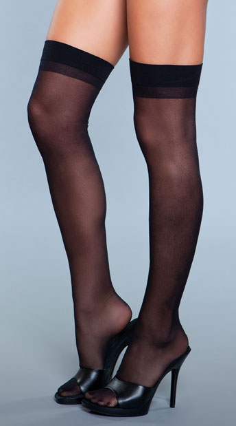 sheer black thigh high socks
