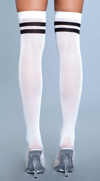 Going Pro Striped Thigh Highs Striped Athletic Socks