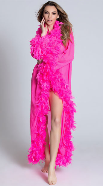Deluxe Pink Feather Robe - Pink