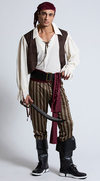 Men's Rogue Pirate Costume, Deluxe Mens Pirate Costume, Sexy Mens ...