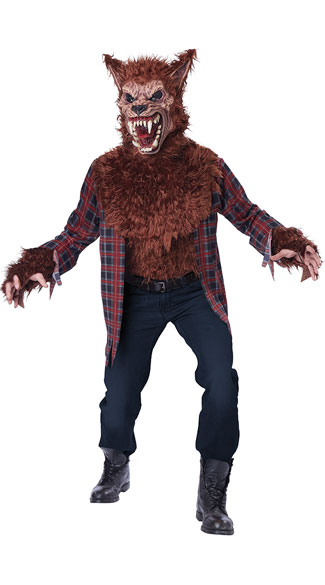 Men's Blood Moon Werewolf Costume, Men's Werewolf Costume, Men's Brown ...