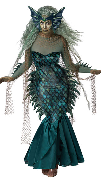 Dark Sea Siren Costume  - Green/Blue