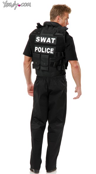 SWAT Team Vest, Mens SWAT Costume, SWAT Cop Costume, Mens Cop Costume