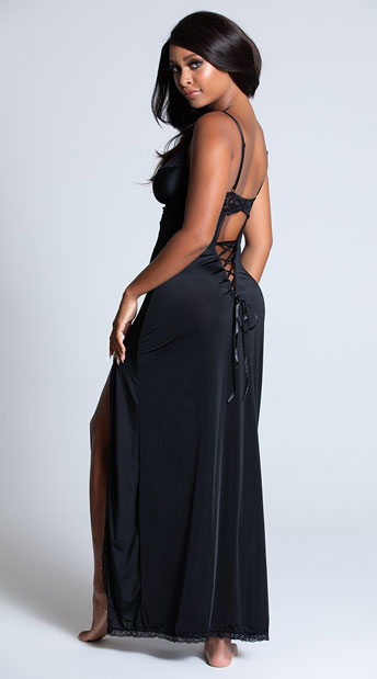 black lace lingerie gown