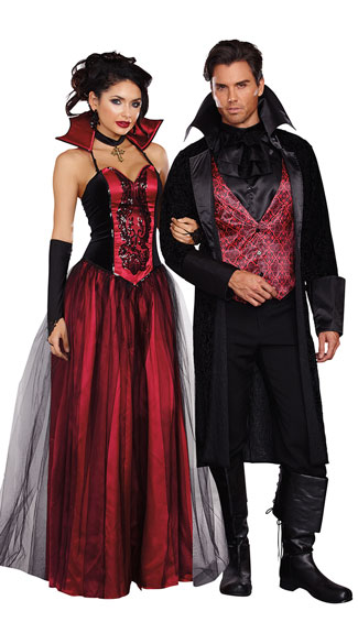 Vampire Royalty Couples Costume, Bloody Beautiful Vampire Queen Costume ...