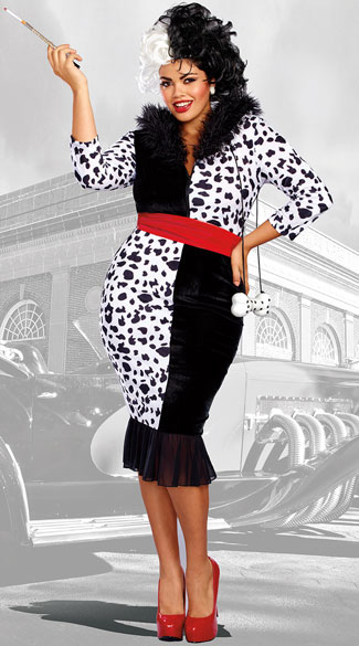 Plus Size Dalmatian Diva Costume, Plus Size Sexy Dog-Napper Costume ...