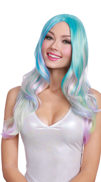 pastel multi coloured wig