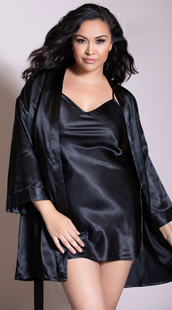 plus size satin robe