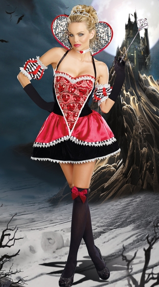 Sequin Queen Of Hearts Costume, Black and Red Queen Costume, Sequin ...