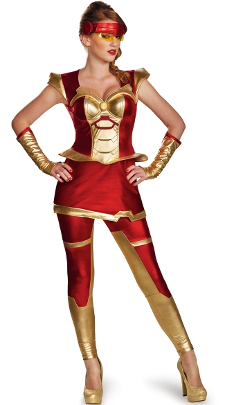 Iron Woman Costume with Bustier Top, Sexy Superhero Halloween Costume ...
