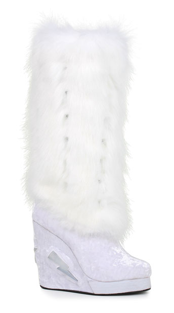 white faux fur boots