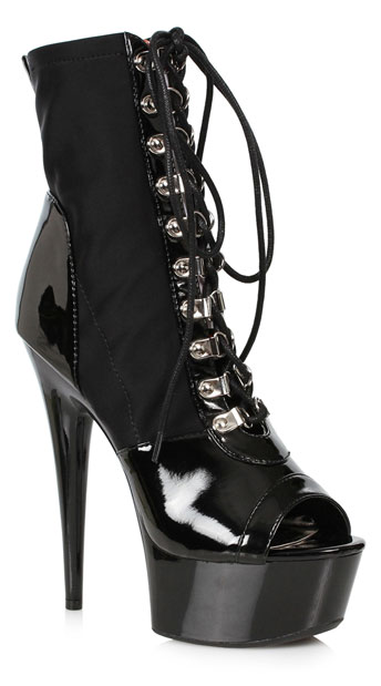 peep toe tie up booties
