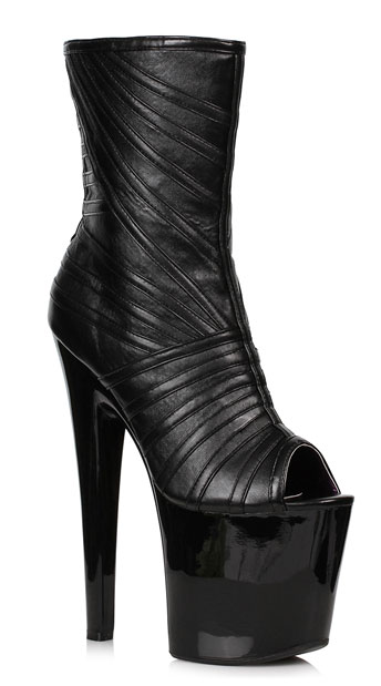 open toe black boot heels