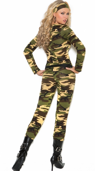 Sexy Combat Warrior Costume, Sexy Army Costume, Camouflage Jumpsuit