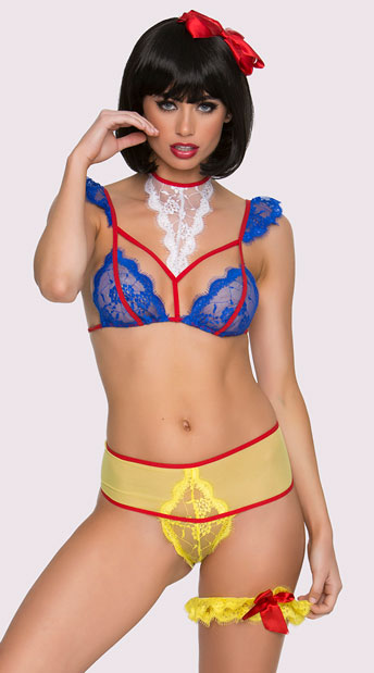 Poisoned Apple Princess Lingerie Costume, Blue and Yellow Princess