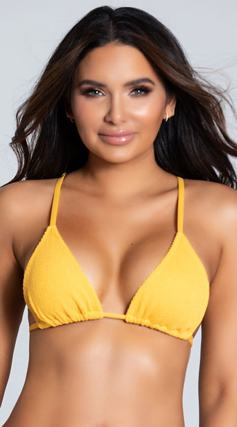 yellow ribbed bikini top