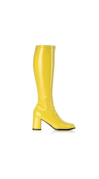 Yellow Stretch Go Go Boot, Sexy Yellow Go Go Boot, 3 Inch Go Go Boot ...