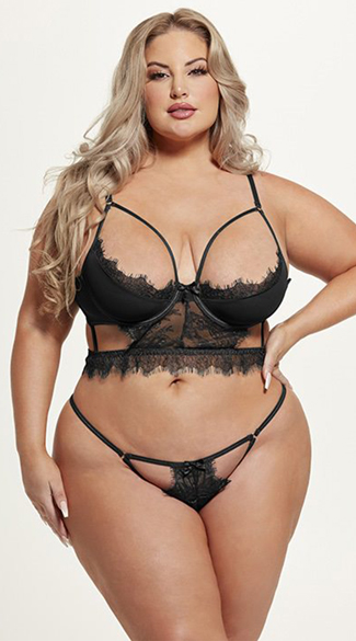 Plus Size Mila Cut Out Bra Set Plus Size Cut Out Lace Bra Set