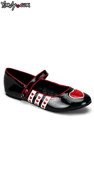 Heart Themed Flat Shoes, Queen of Hearts Shoes, Valentines Day Shoes