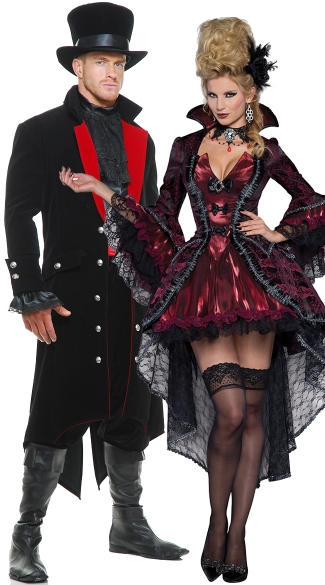 Victorian Vampires Couples Costume, Men's Midnight Vampire Costume, Men ...