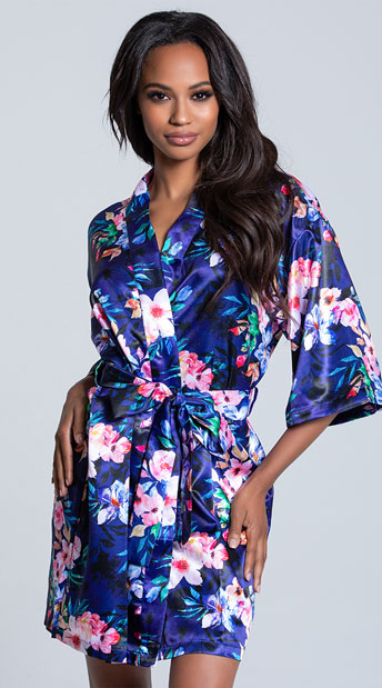 satin flower robe