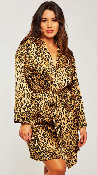 Plus Size Jada Animal Print Robe, Sexy Animal Print Lingerie - Yandy.com